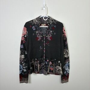 IVKO Wool Floral Cardigan Jacket Women's 42 XL Fairy Boho Whimsigoth Colorful